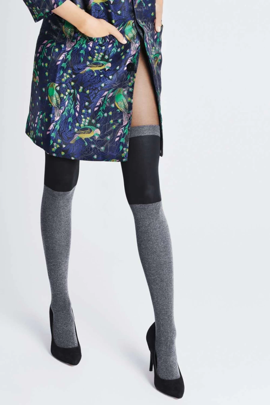 FiORE Women's 40 Denier Tights - Black & Melange Sheer Pantyhose for Everyday Comfort
