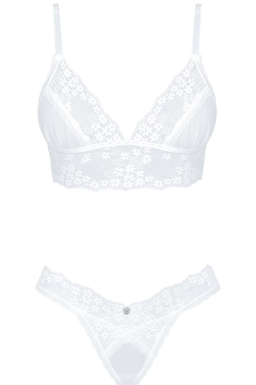 Obsessive Heavenly Soft White Lace Bra & Thong Set - Comfortable Women's Underwear