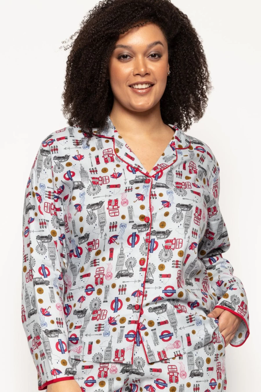 Cyberjammies Multi-Colored Windsor London Print Pyjama Top for Women