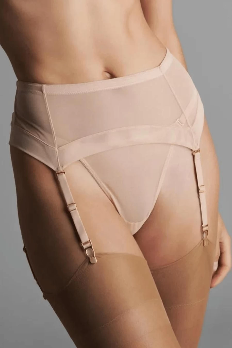 Maison Close Suspender Belt in Vanilla Nude & Neon Green - Stylish Corset Garter Belt