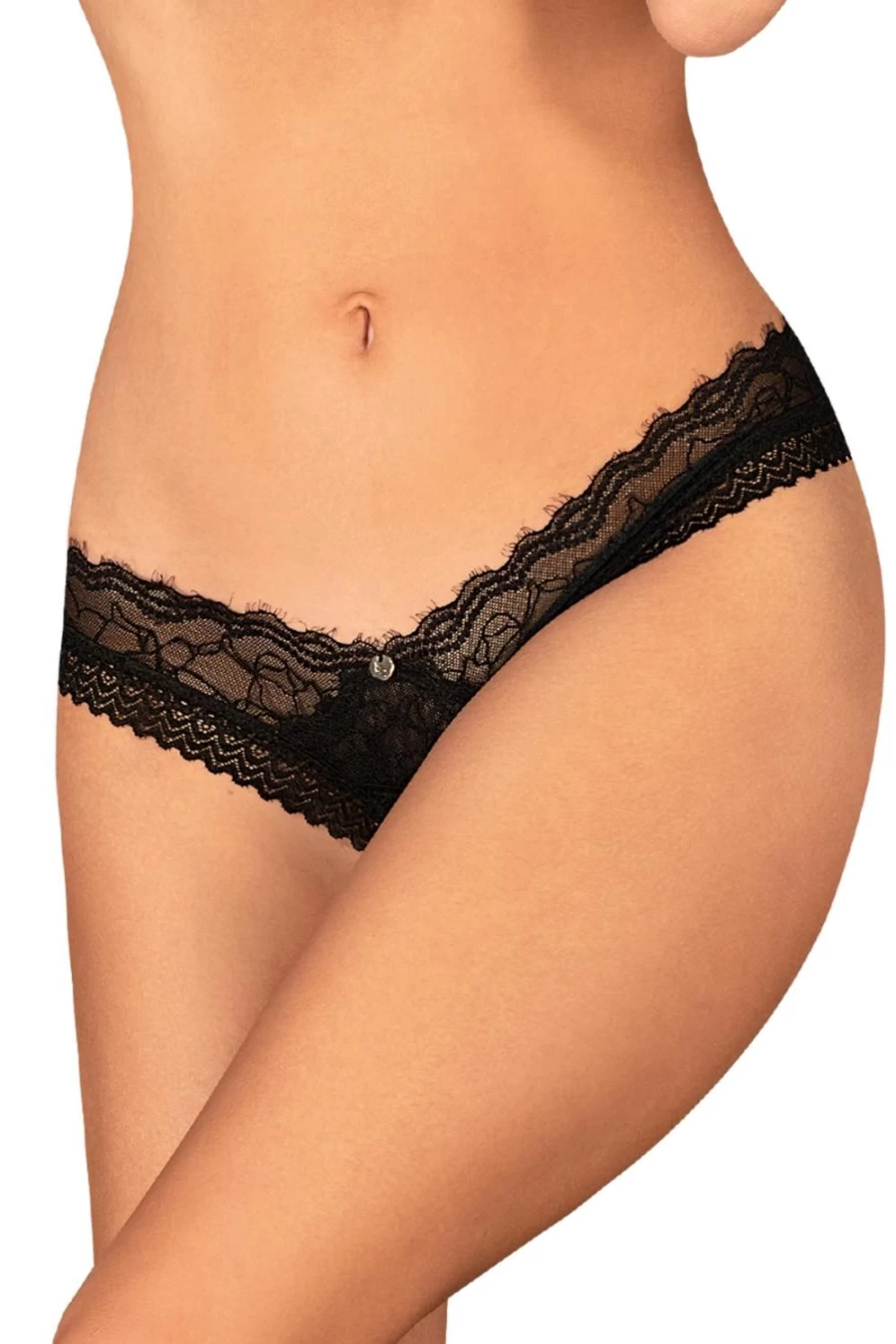 Obsessive Black Medilla Crotchless Thong Lingerie for Women