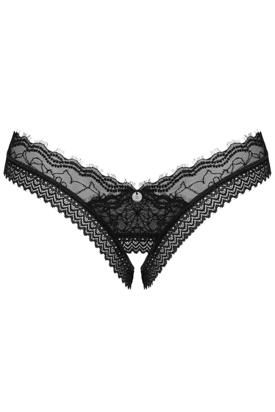 Obsessive Black Medilla Crotchless Thong Lingerie for Women