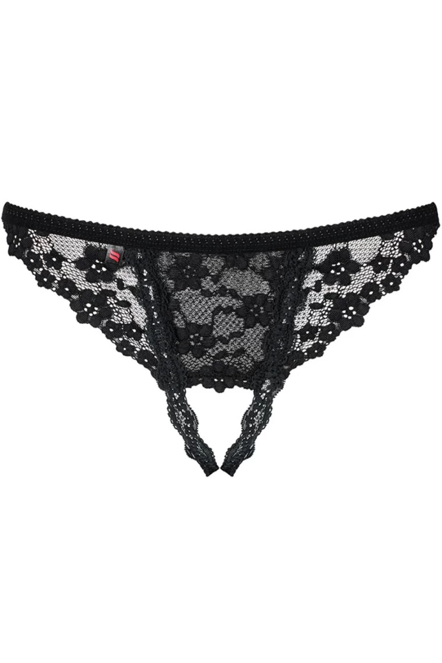 Obsessive Black Crotchless Thong - Seductive Lingerie for Women