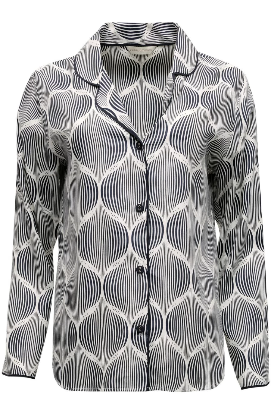 Cyberjammies Cream Mix Geo Print Long Sleeve Pyjama Top - Nicole Style Sleepwear