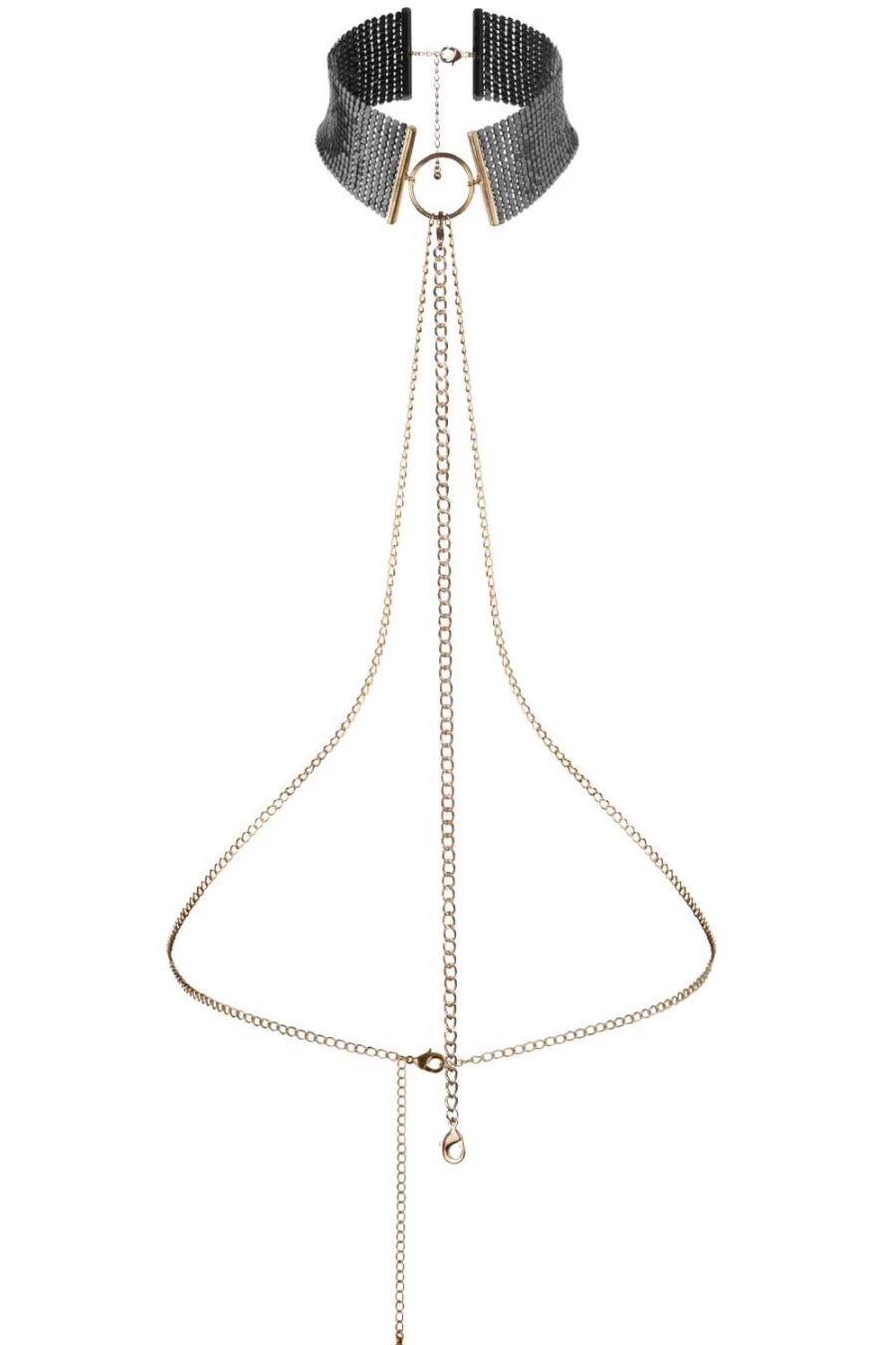 Bijoux Indiscrets Black Metallic Mesh Chain Collar - Desir Metallique Choker Necklace