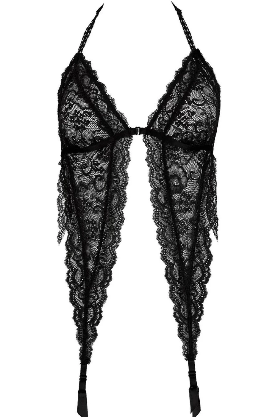 Aubade Black Triangle Bra With Suspenders - Boites A Desir Lingerie
