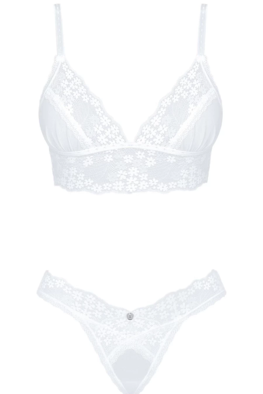 Obsessive Heavenly Soft White Lace Bra & Thong Set - Comfortable Women's Underwear