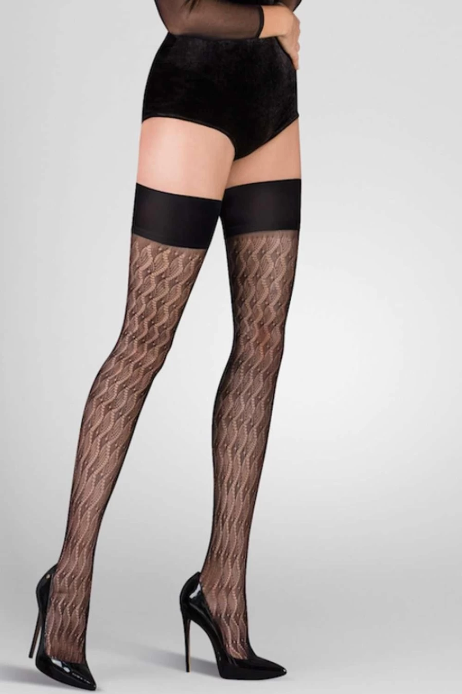 Gabriella Pico Hold Ups 20 Denier Black Sheer Tights for Women - Premium Comfort & Style
