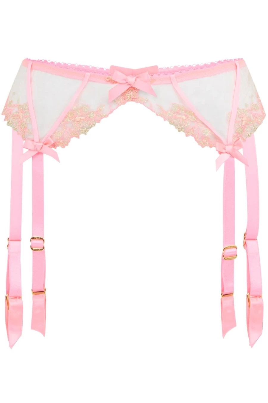 Agent Provocateur Tessy Suspender in Pink & Sand - Luxury Lingerie Garter Belt