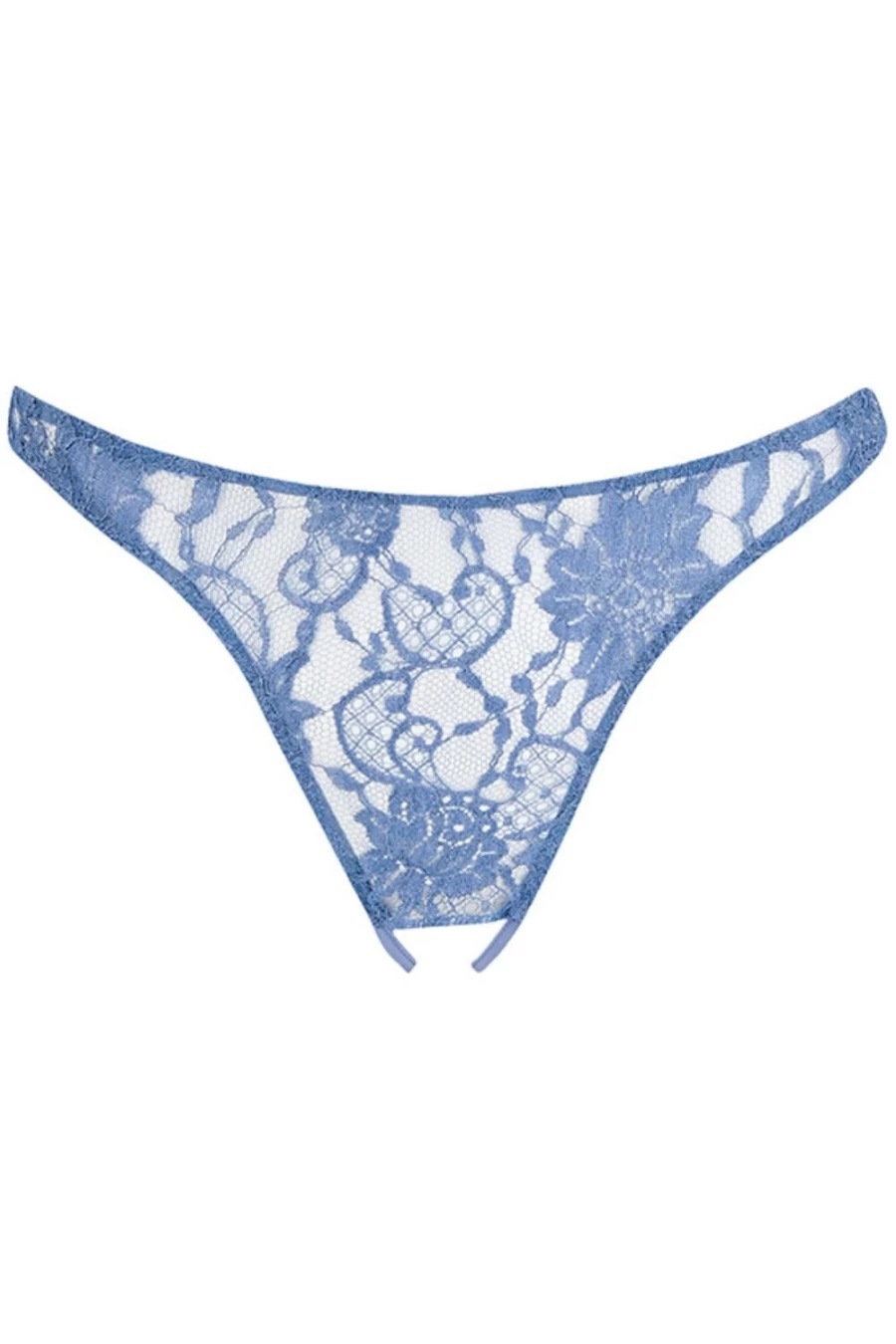 Coco de Mer Sky Blue Hera Lace Open Knicker - Sensual Luxury Lingerie