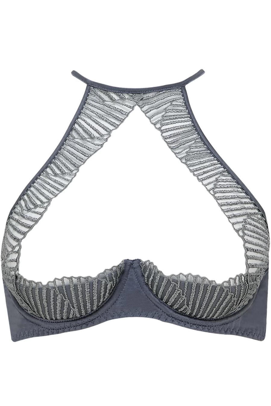 Coco de Mer Athena Quarter Cup Bra in Silver - Luxury Lingerie