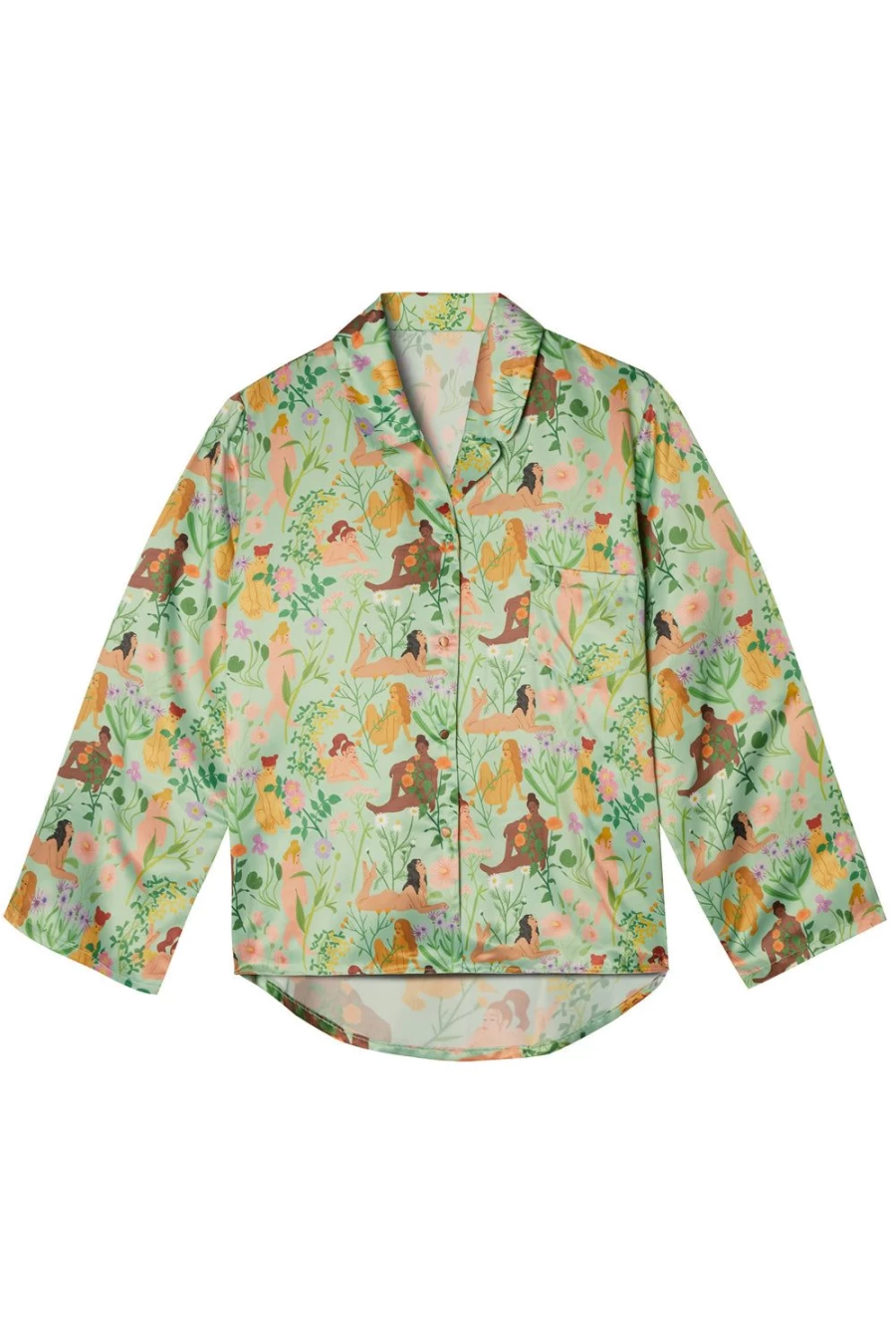 Playful Promises Bodil Jane Floral Print Long Pyjama Shirt in Multi Color