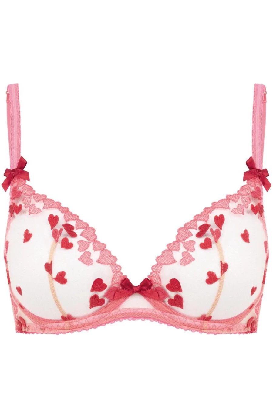 Agent Provocateur Pink Cupid Plunge Underwire Bra - Lace Lingerie & Push-Up Support