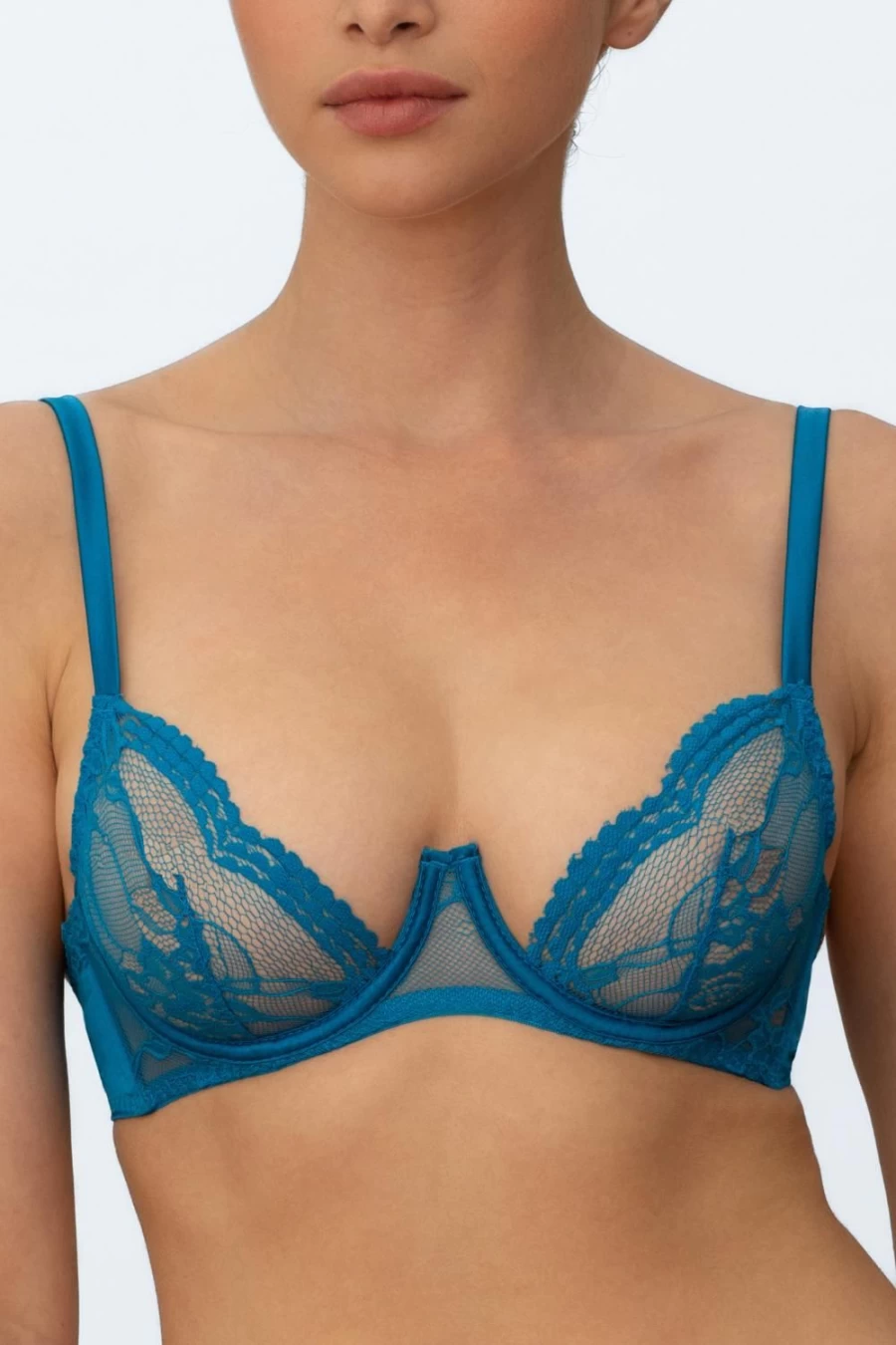 Coco de Mer Muse - Elise Plunge Bra in Blue | Luxury Lingerie