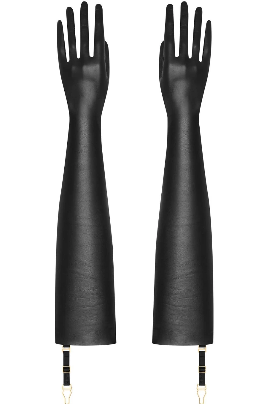 Maison Close Black Long Leather Gloves with Suspenders - Elegant & Stylish Design