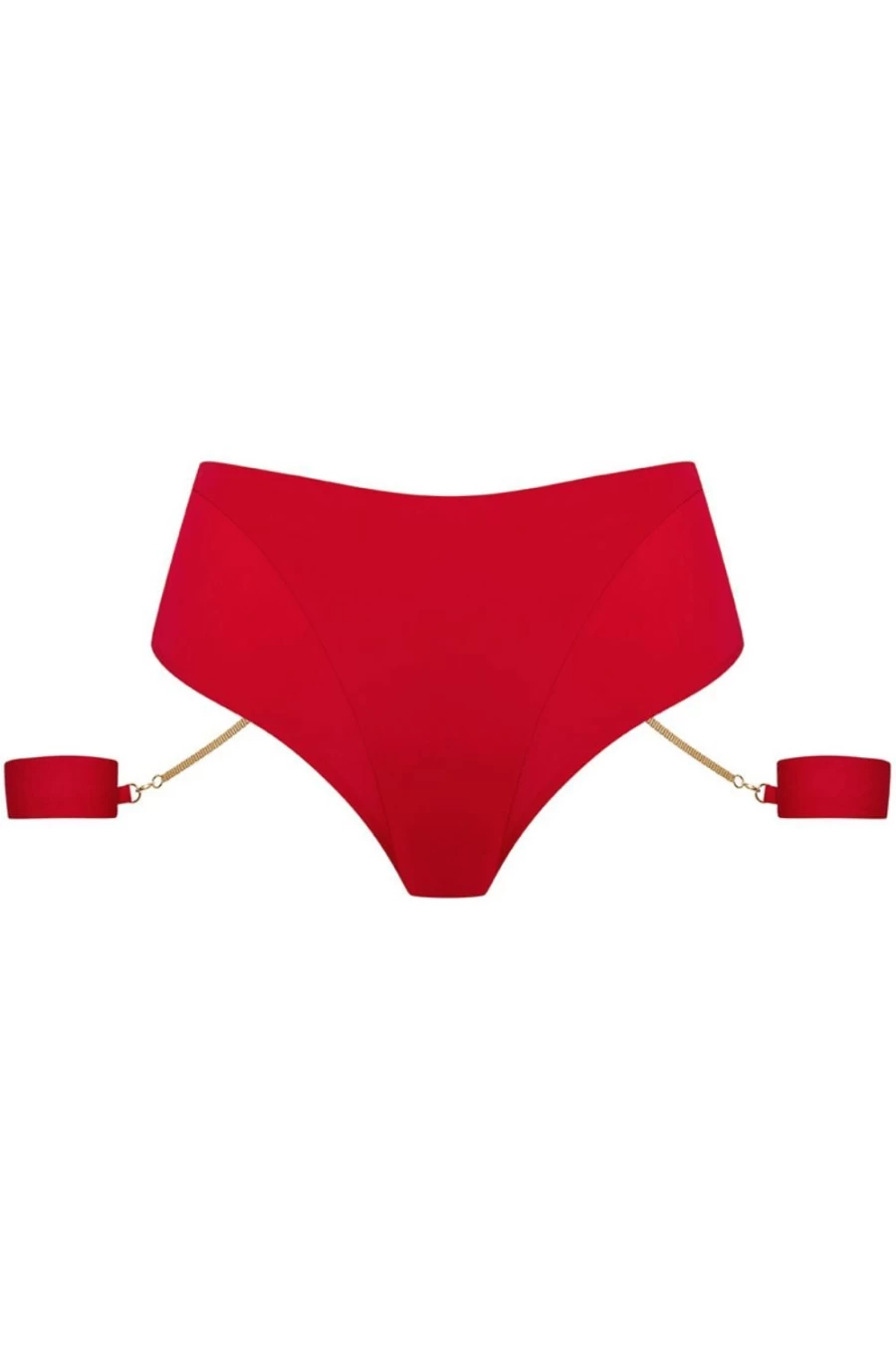 Maison Close Red High Waist Openable Thong with Cuffs - Tapage Nocturne BDSM Lingerie