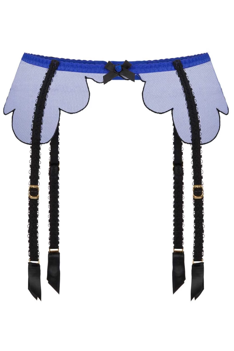 Agent Provocateur Lorna Blue/Black Suspender Belt Luxury Lingerie