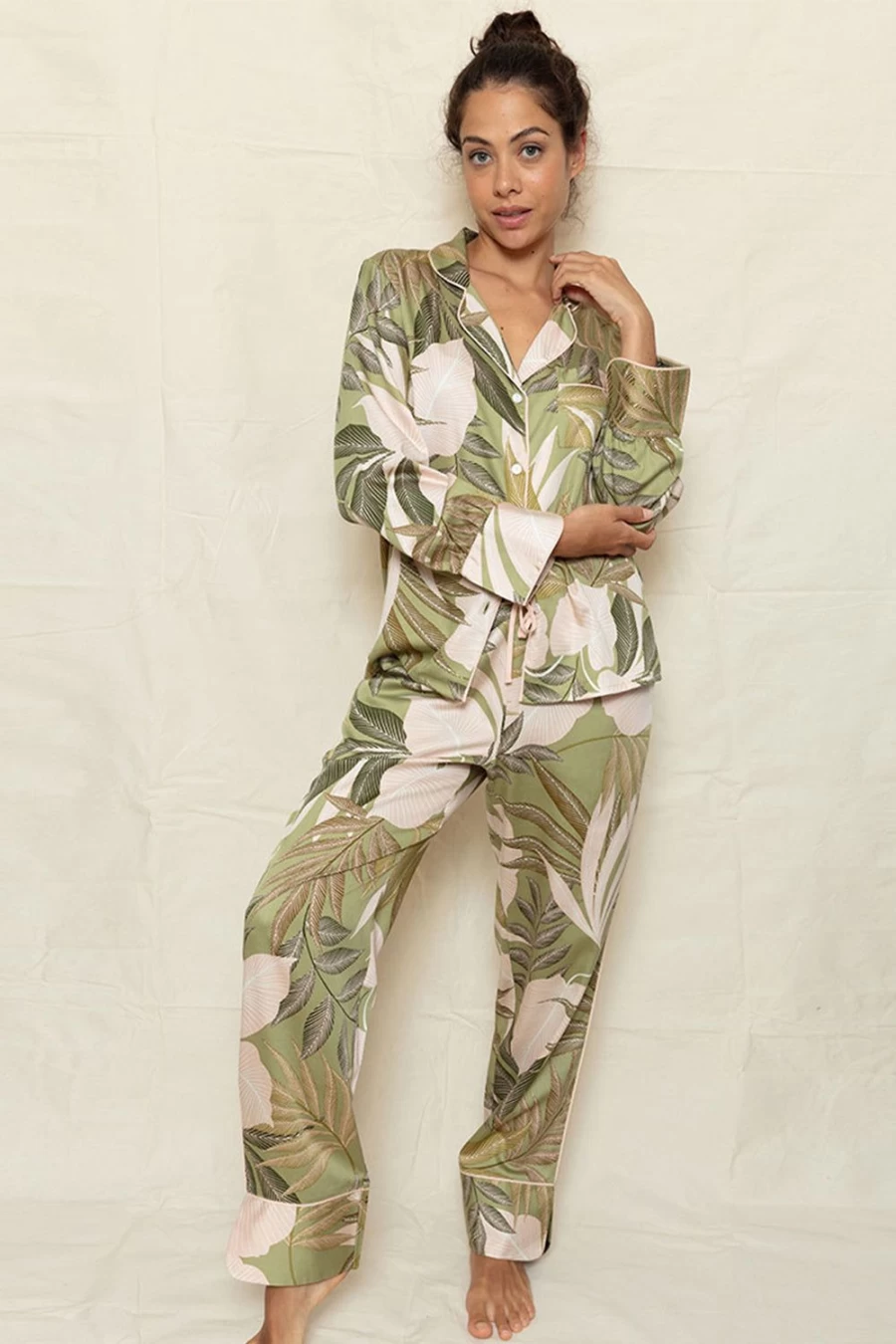 Fable & Eve Richmond Leaf Print Multi-Color Pyjama Set for Women - Comfortable Sleepwear Pajamas