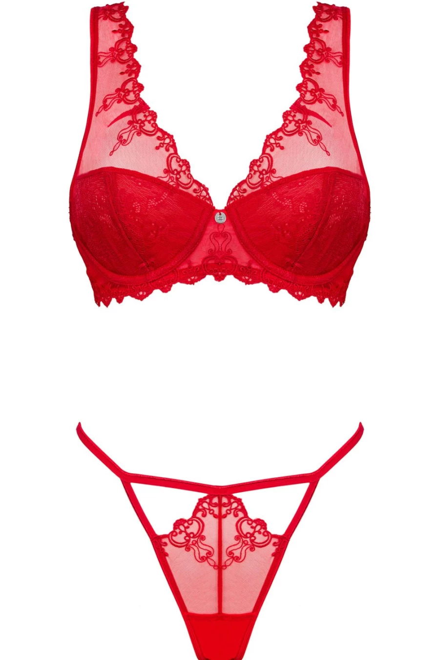 Obsessive Red Lace Underwire Bra and Brief Set - Lonesia Collection