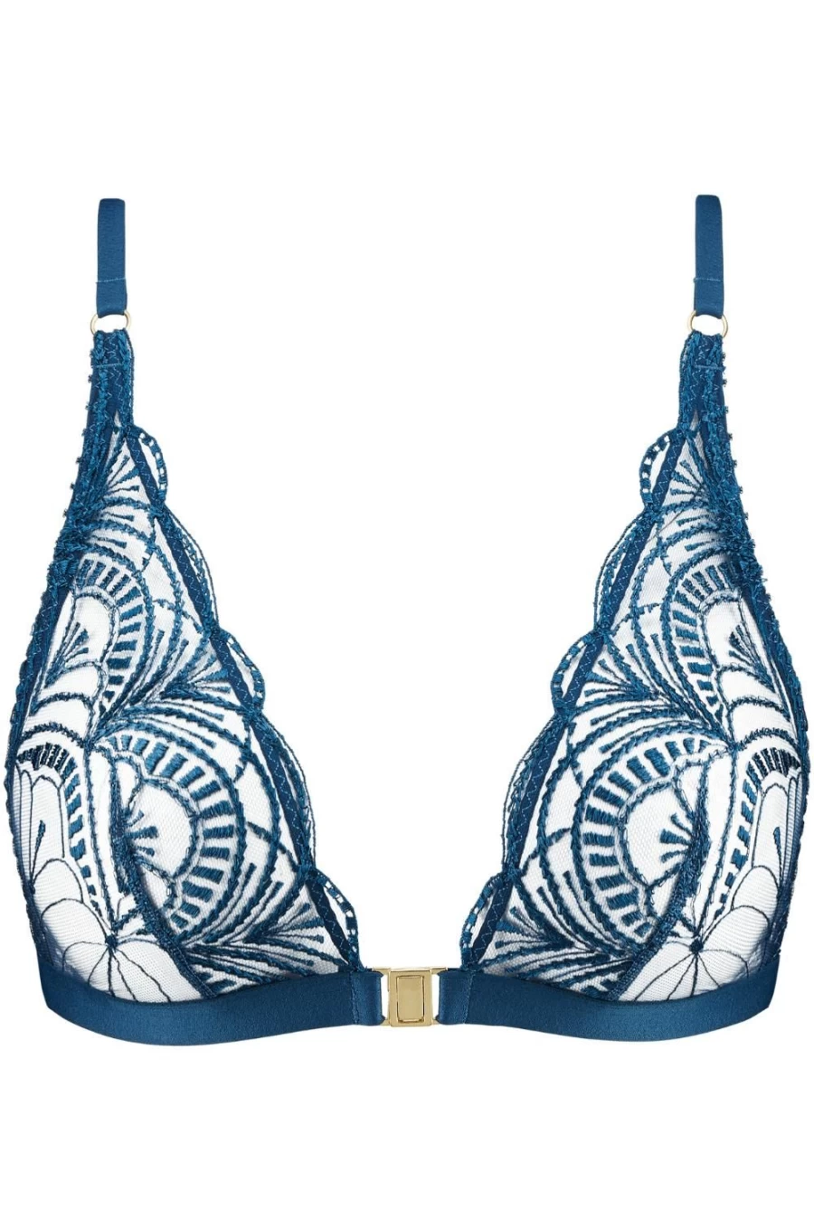 Aubade Dark Cyan Ethnic Vibes Front Closure Bralette - Lace Trim Comfortable Women's Underwear