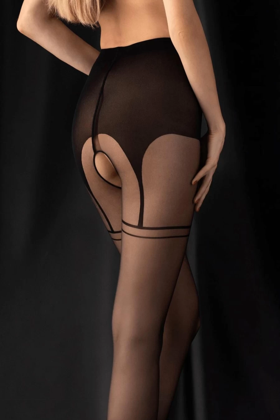 FiORE Black Sensual Delight 20 Denier Crotchless Tights for Elegant Lingerie