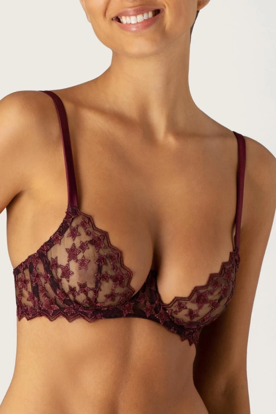 Coco de Mer Muse Stella Plunge Bra in Plum for Women - Lingerie & Intimate Apparel