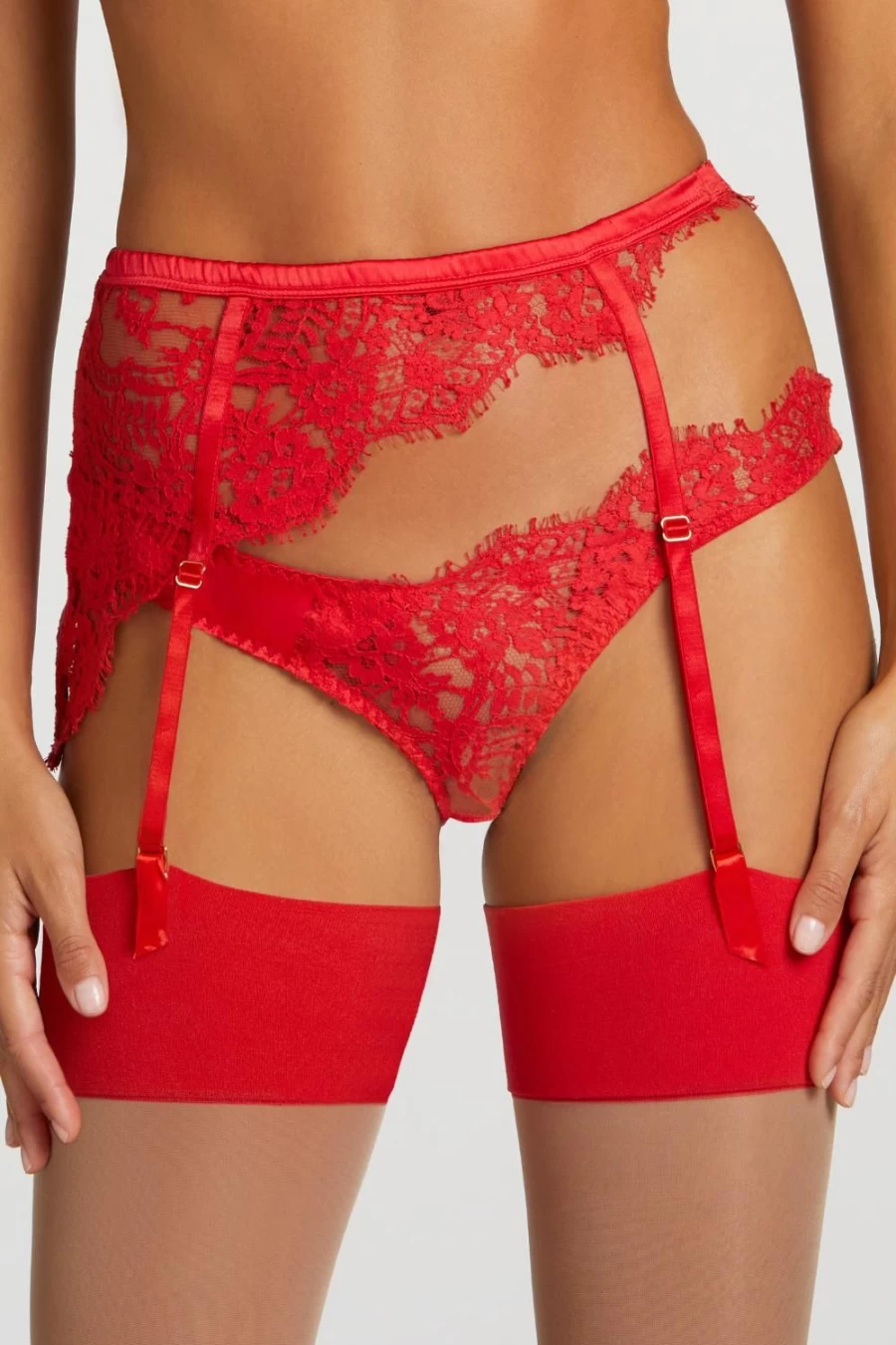 Coco de Mer Red Marella Open Suspender Lace Knicker