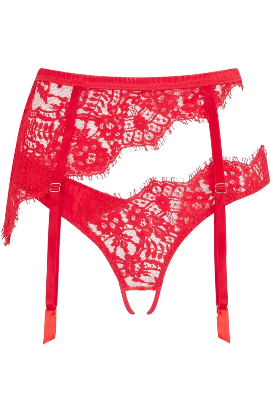 Coco de Mer Red Marella Open Suspender Lace Knicker