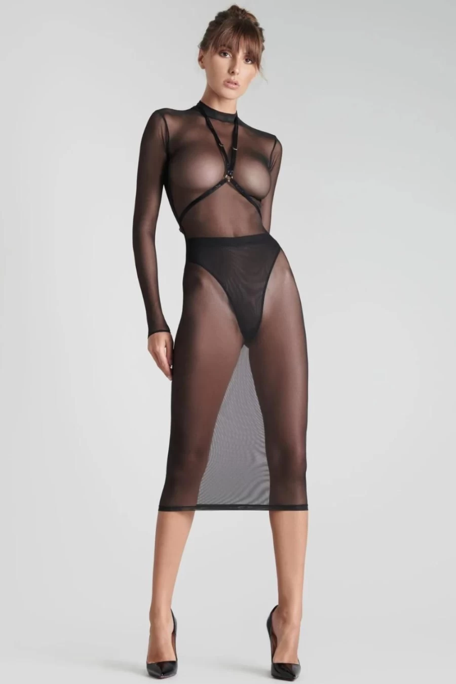 Maison Close Corps A Corset Harness Midi Dress with High Waist Thong - Elegant Lingerie Style Bodycon Dress