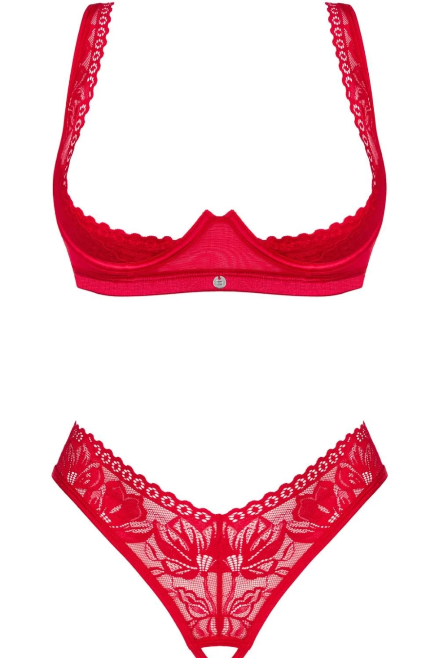 Obsessive Red Lace Open Bra & Thong Set - Seductive Lingerie for Women