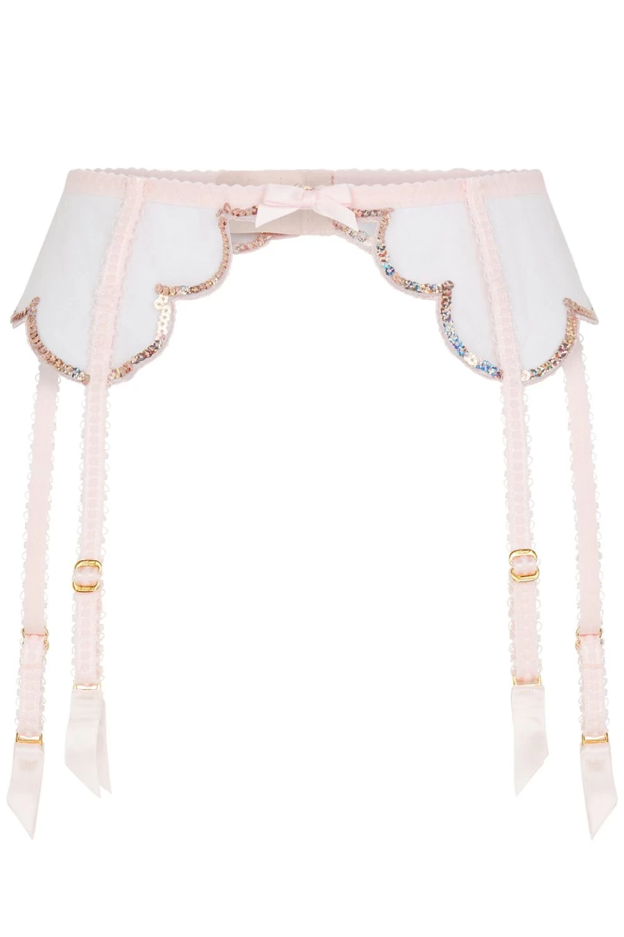 Agent Provocateur Lorna Party Suspender in Baby Pink & Rose Gold - Elegant Lingerie for Special Occasions