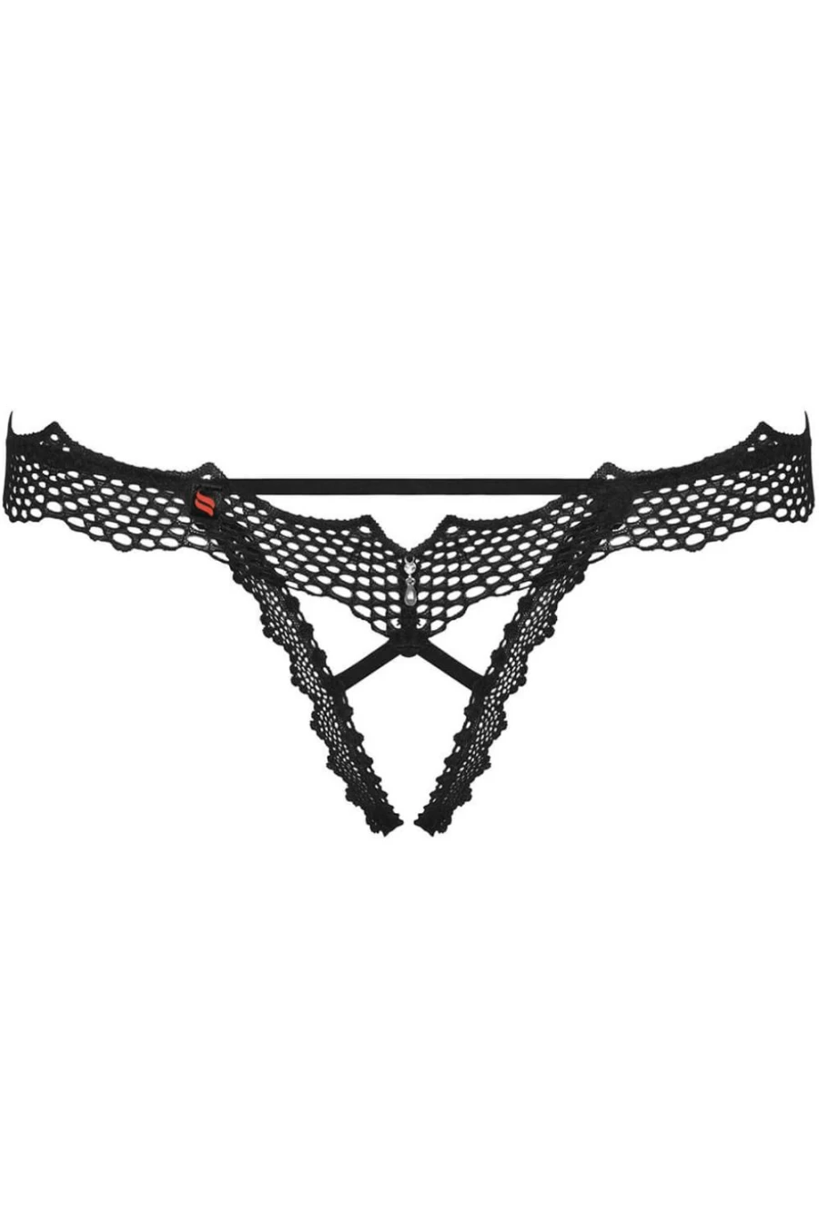 Obsessive Bravelle Black Crotchless Thong Lingerie for Women