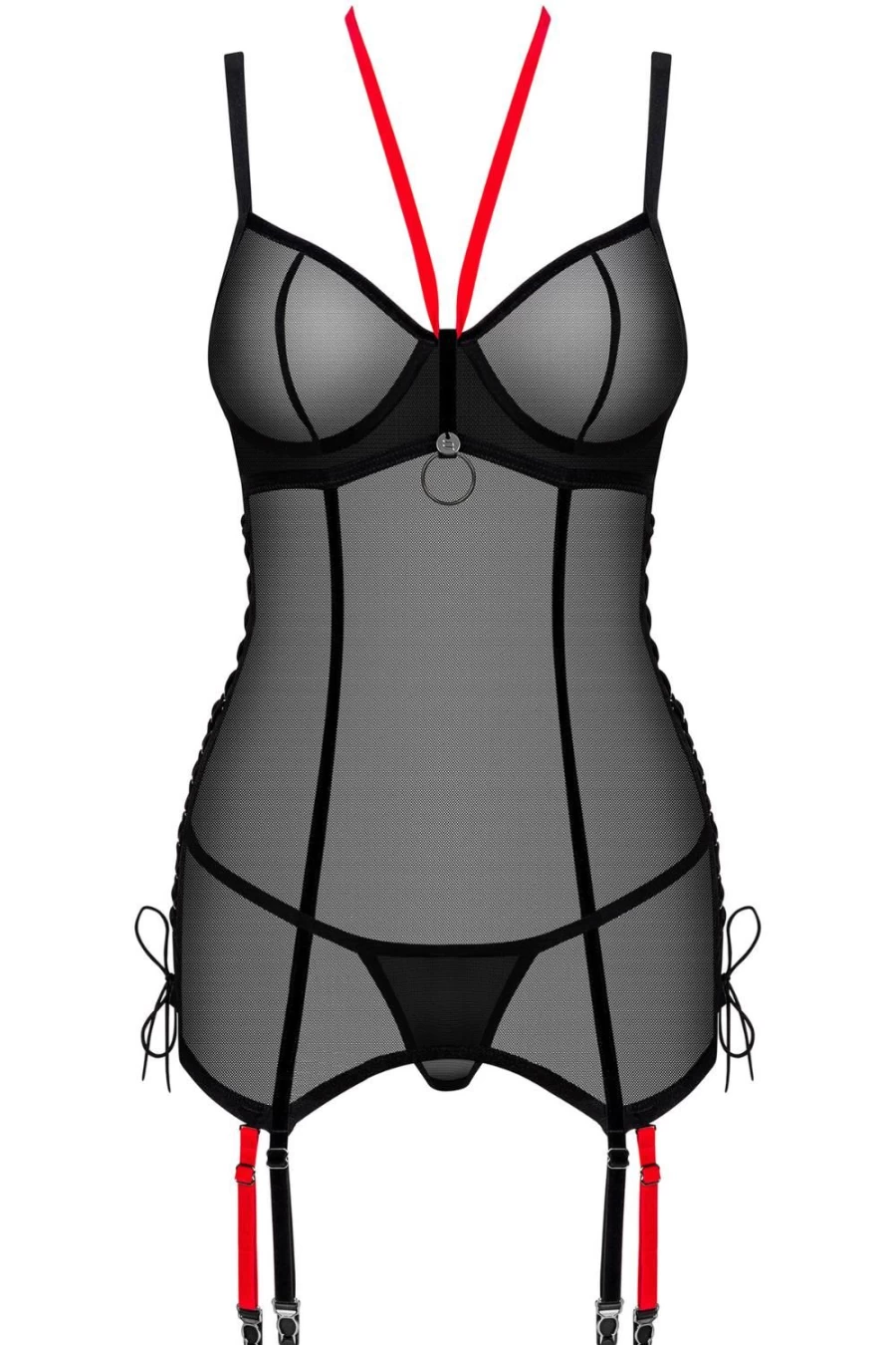 Obsessive Black Glandez Corset & Thong Set - Stylish Corset Lingerie with Matching Thong
