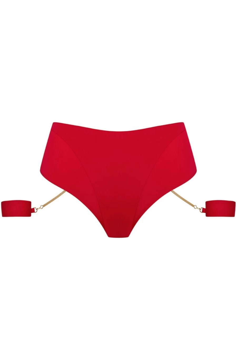 Maison Close Red High Waist Openable Thong with Cuffs - Tapage Nocturne Bondage Lingerie