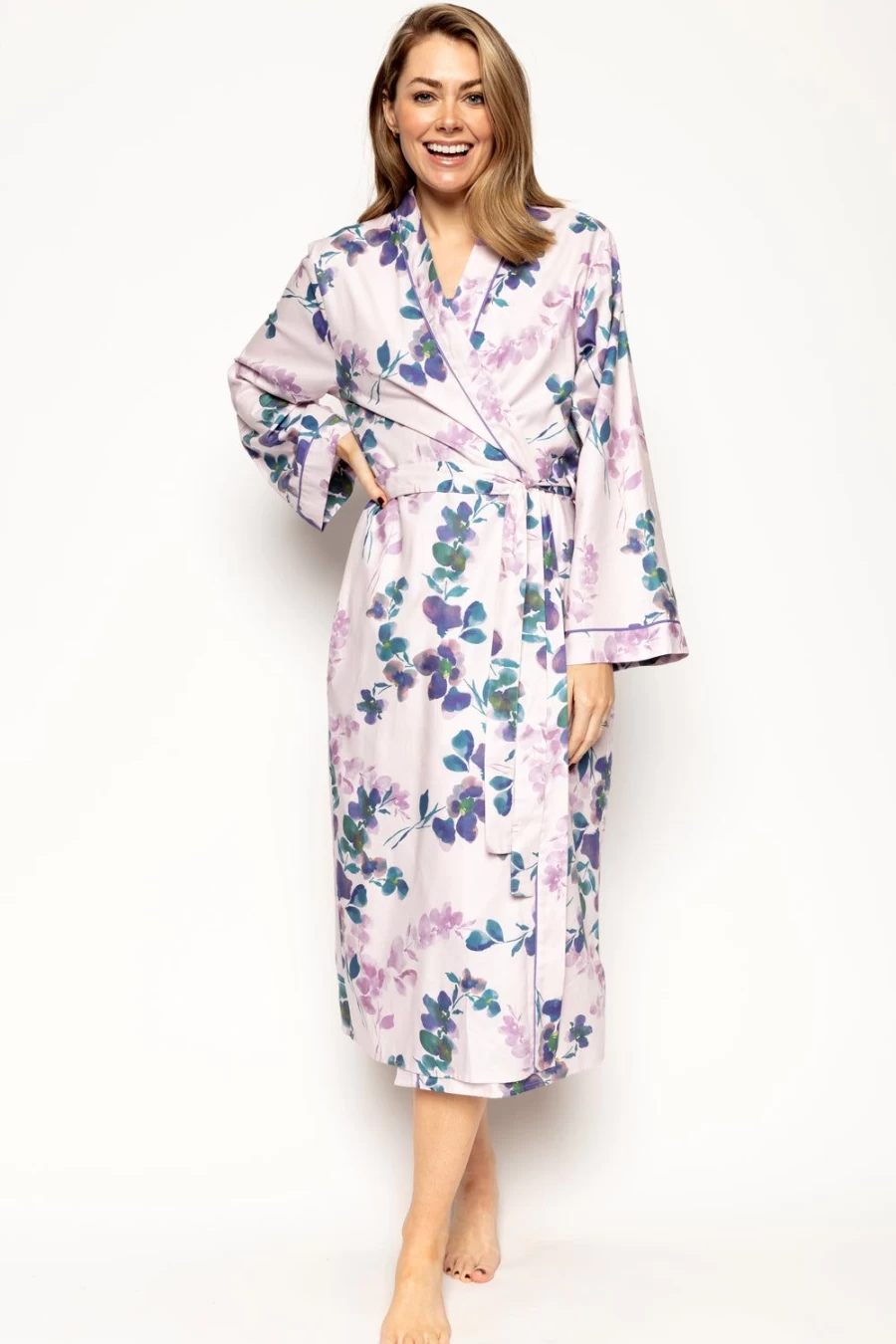 Cyberjammies Camila Floral Print Long Dressing Gown - Multi Color Women's Nightgown