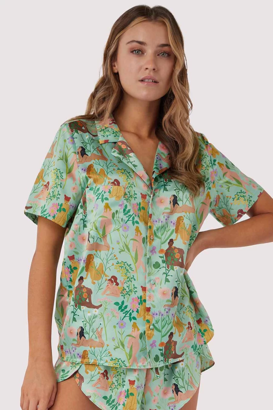 Playful Promises Bodil Jane Multi Floral Print Short Pyjama Shirt - UK Size 12 Sleepwear