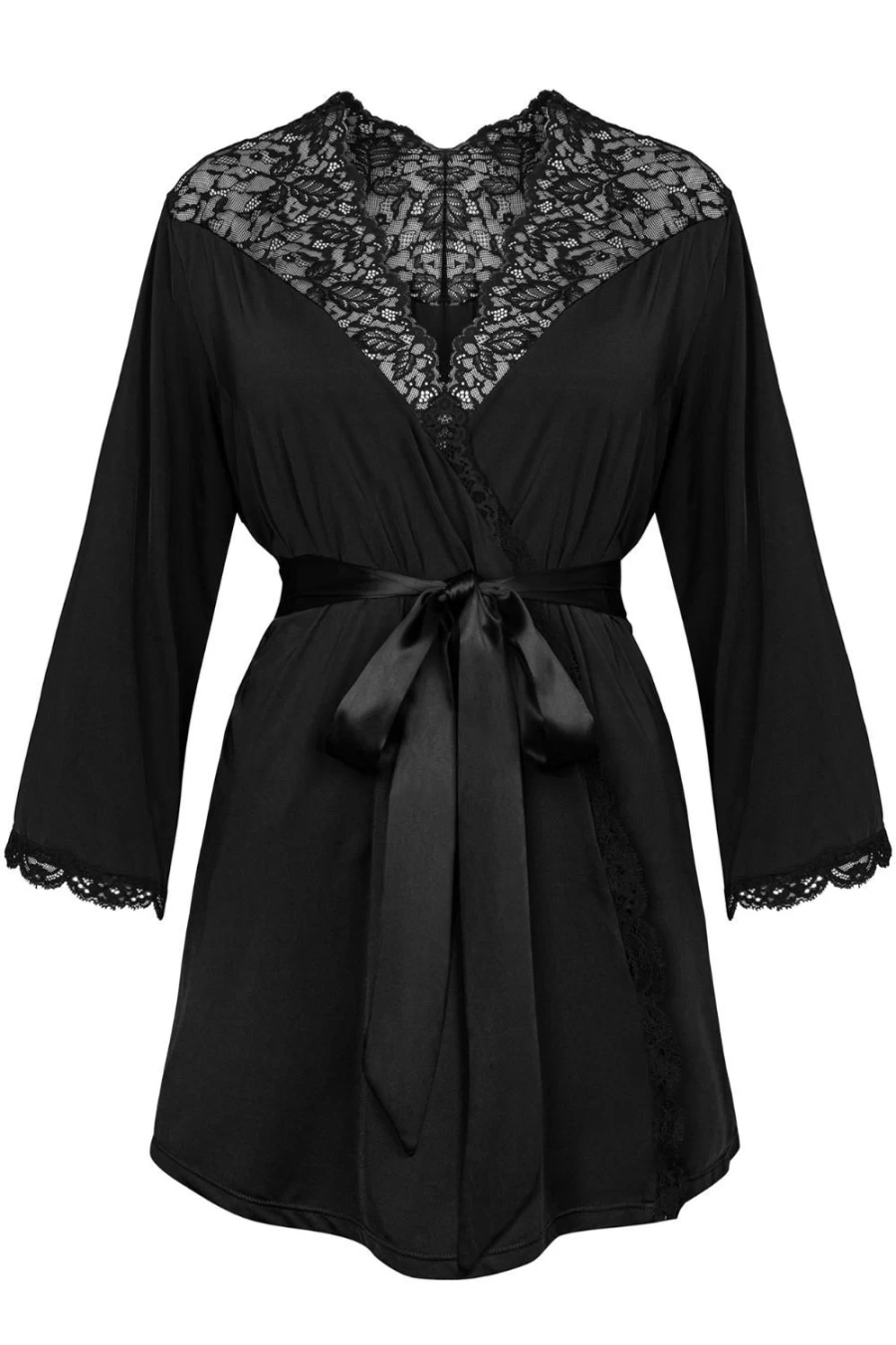 Obsessive Black Bellastia Peignoir - Luxurious Loungewear for Women