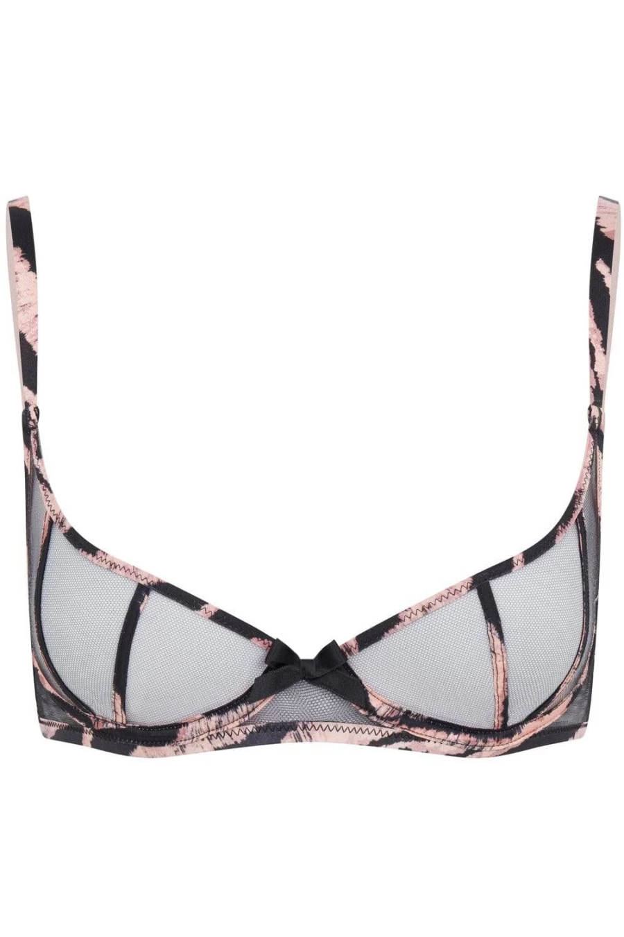 Agent Provocateur Ellise Black Pink Underwired Demi Cup Lace Bra