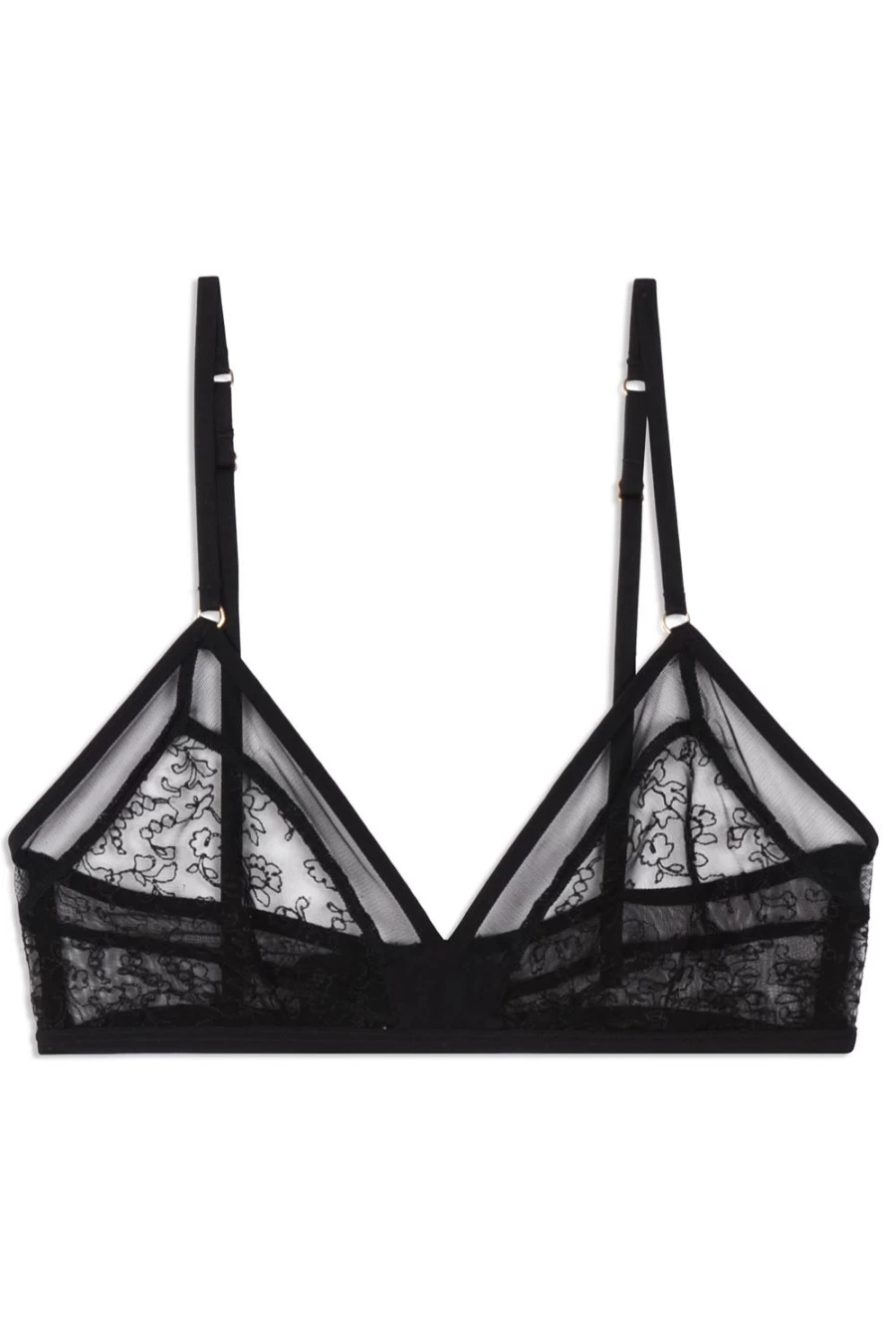 Icone Leonie Triangle Bra - Black Lace Bralette for Women, Comfortable Wireless Soft Cup Lounge Bra