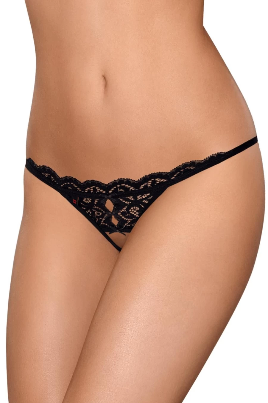 Obsessive Black 831 Crotchless Thong Lingerie for Women - Sexy Open Design