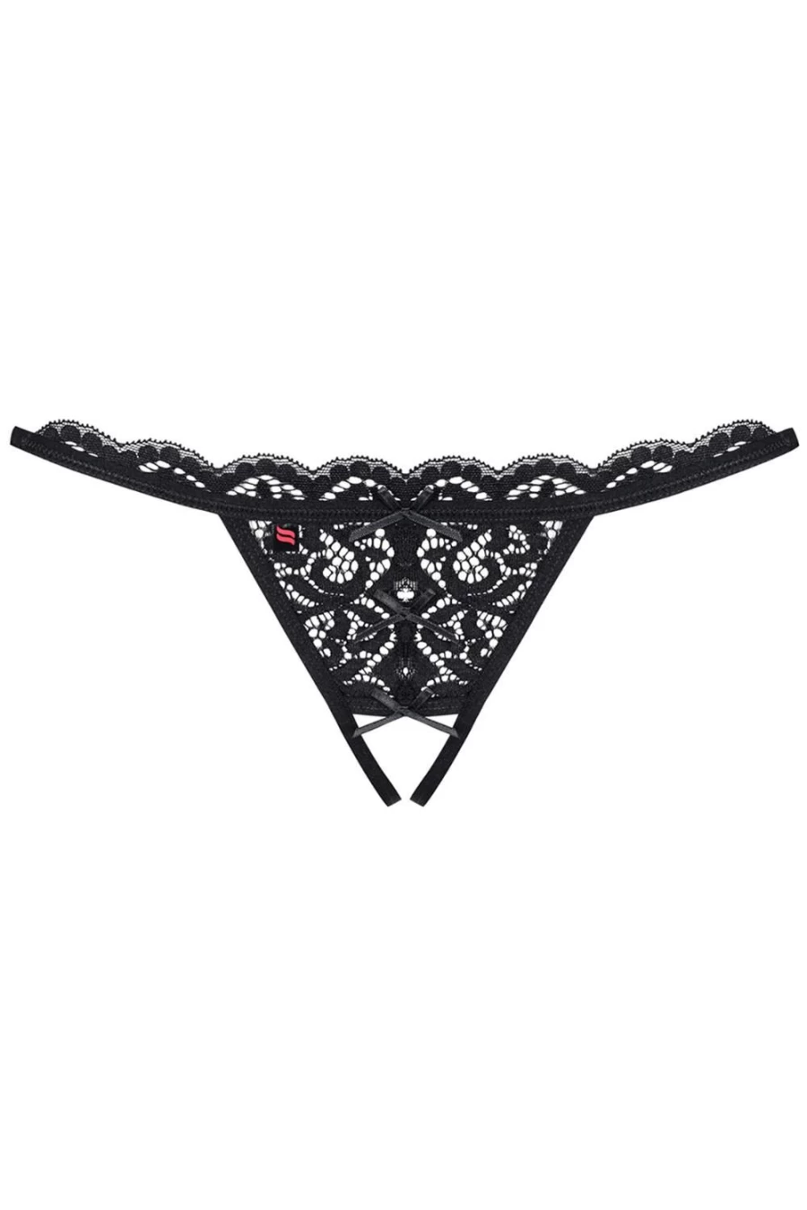 Obsessive Black 831 Crotchless Thong Lingerie for Women - Sexy Open Design