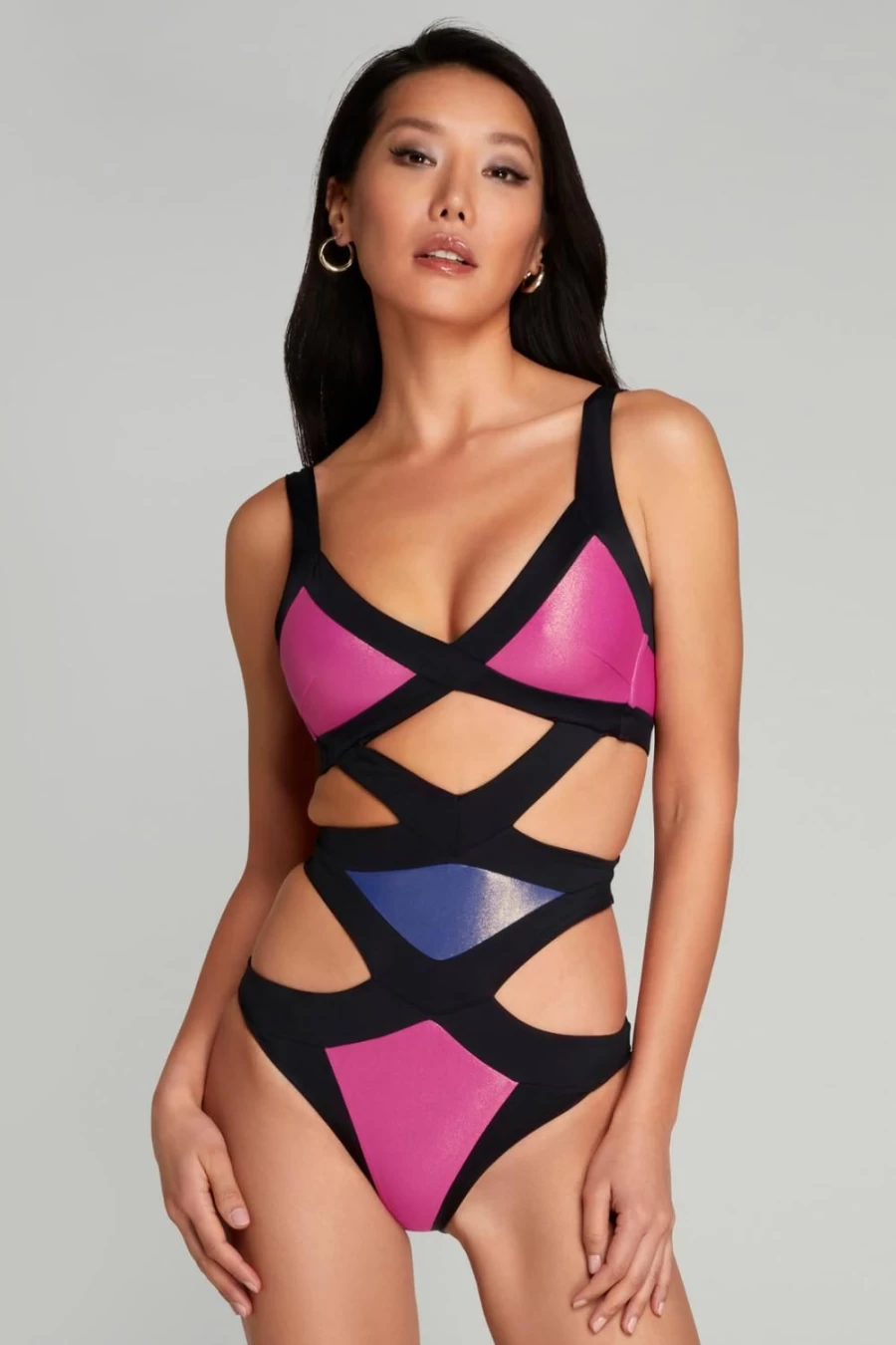 Agent Provocateur Mazzy Swimsuit - Pink & Cobalt Bikini for Women, Luxury High-Cut Swimwear