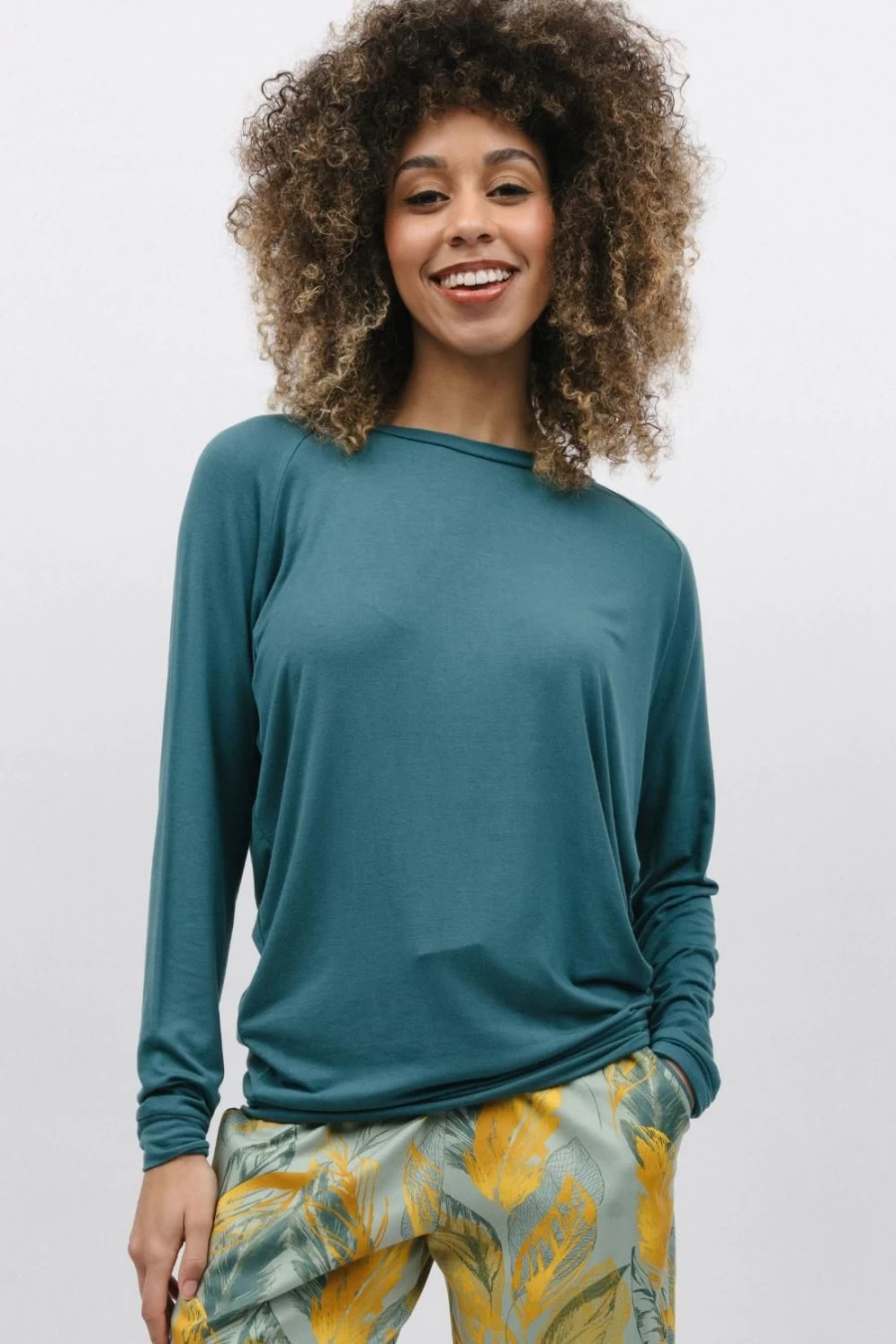 Cyberjammies Hannah Green Long Sleeve Slouch Jersey Top for Women