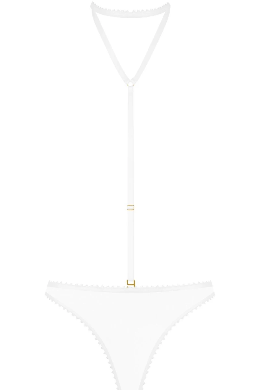 "Maison Close Accroche Coeur White Brazilian Lingerie with Harness"