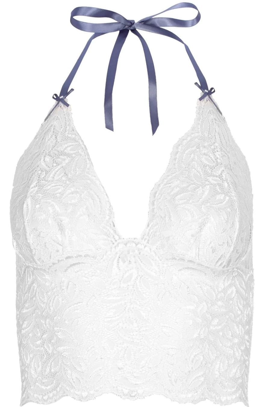 Bracli White Paris Sky Longline Bralette - Comfortable Lace Bralette for Women