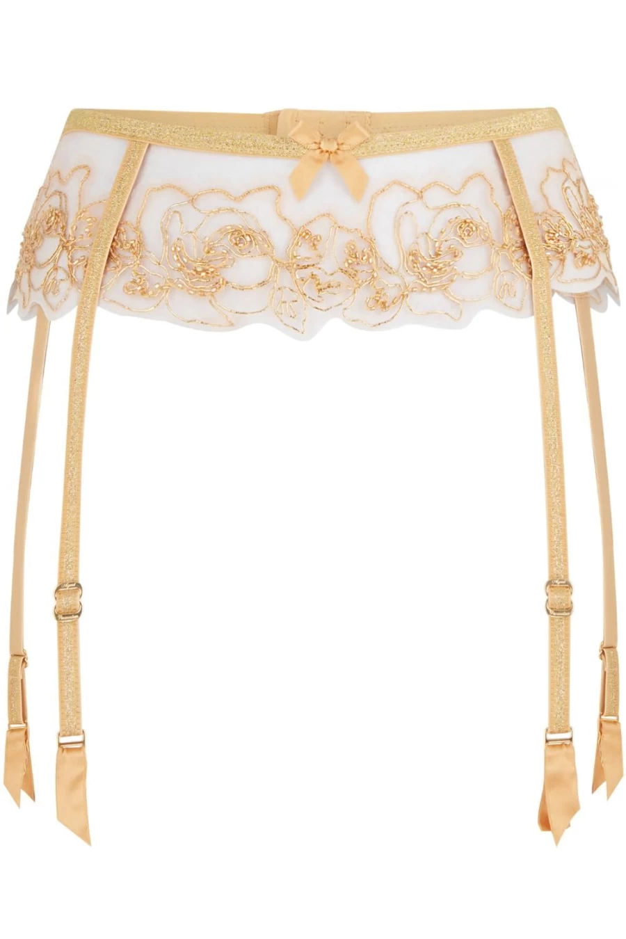 Agent Provocateur Lindie Suspender in Gold & Sand - Luxury Lingerie Garter Belt