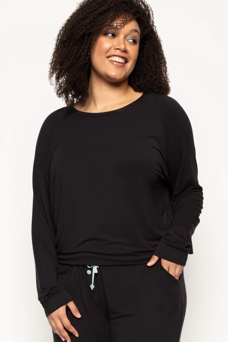Cyberjammies Black Beth Long Sleeve Slouch Jersey Top for Women