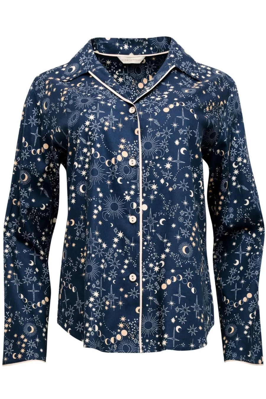 Cyberjammies Navy Mix Cosmo Celestial Print Long Sleeve Pyjama Top for Women