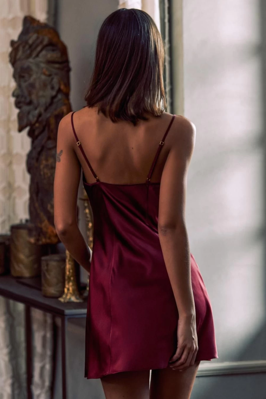 Marjolaine Burgundy Ruby Nightie - Elegant Women's Sleepwear
