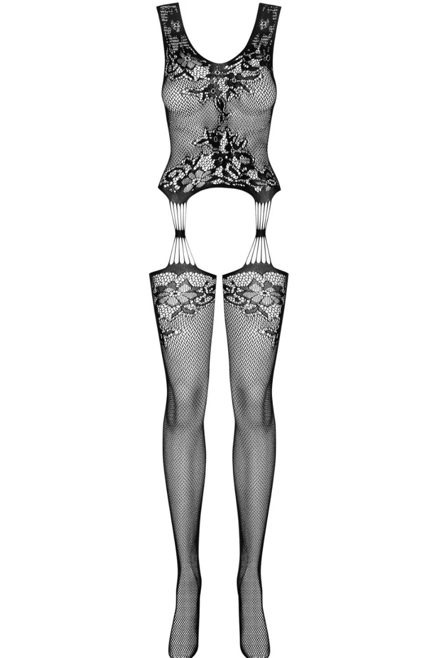 Obsessive F221 Black Bodystocking for Women - Stretchable Lingerie Bodysuit